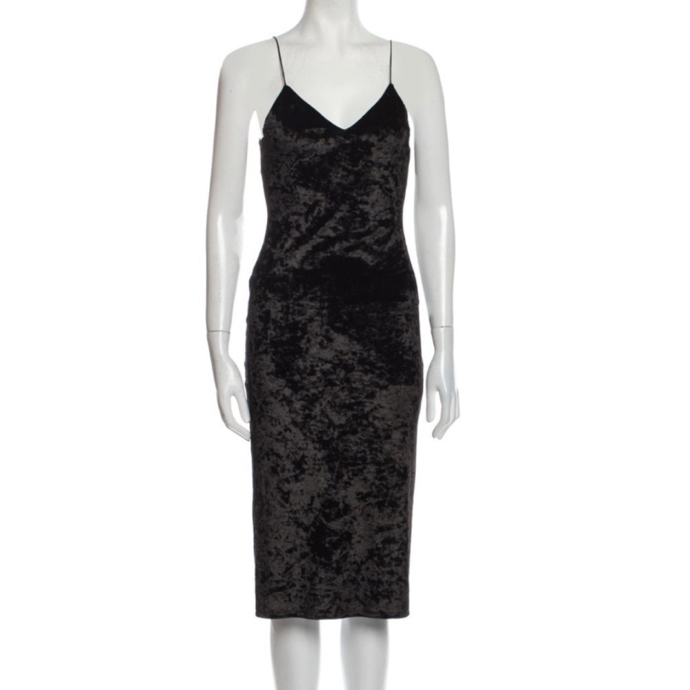 Alice + Olivia black velvet slip dress 4